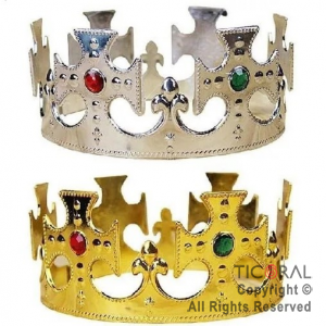 CORONA PLASTICA REY ORO Y PLATA x 12